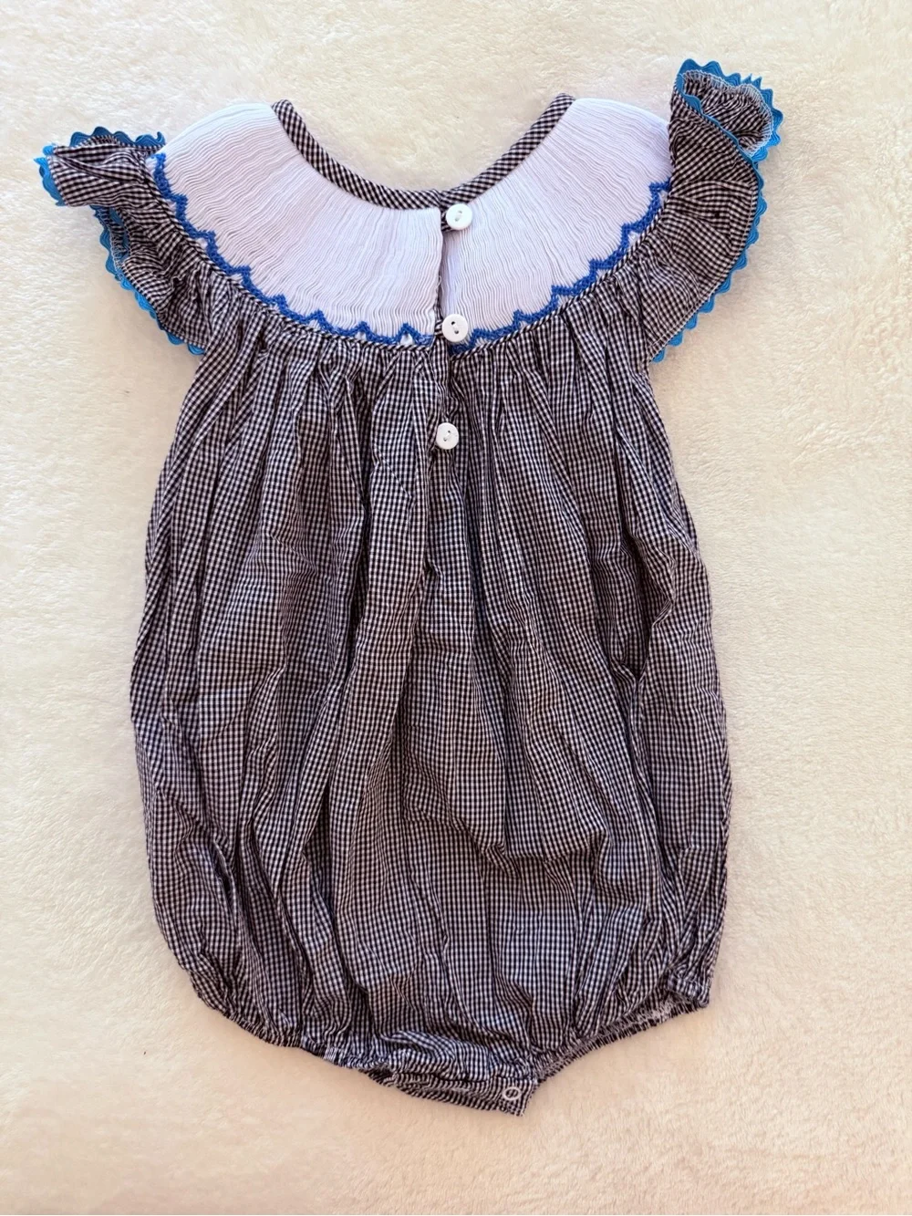 The Posh Closet Carolina Panthers Smocked Baby Bubble - size 24 months